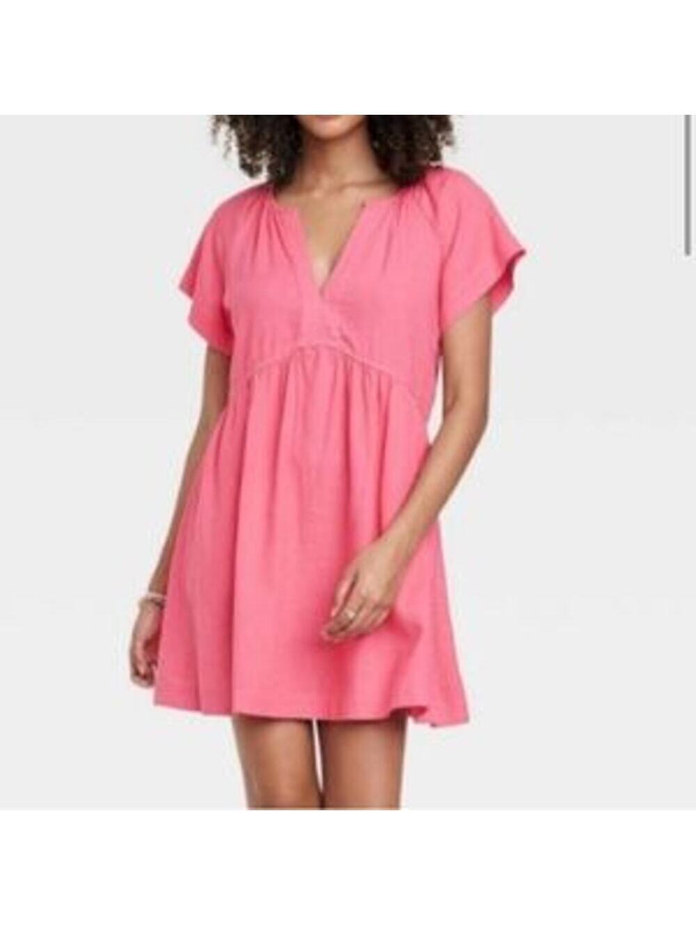 Universal Thread NWT Women's Pink Flutter Sleeve Mini Dress L